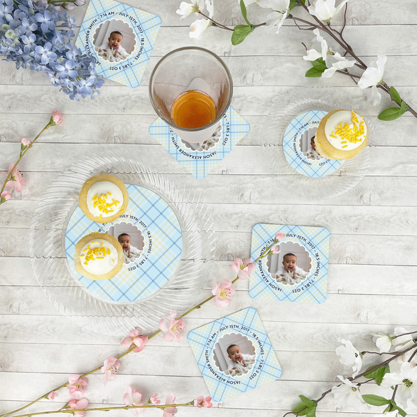 Baby Boy Photo Plastic Party Appetizer & Dessert Plates - In Context