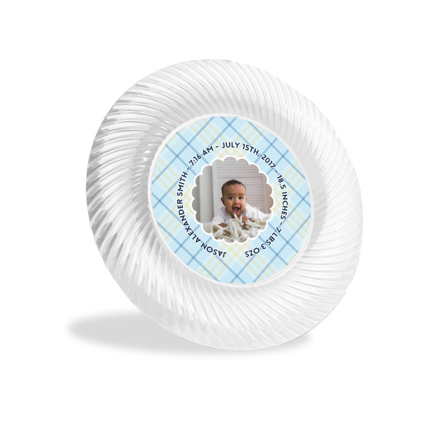 Custom Baby Boy Photo Plastic Party Appetizer & Dessert Plates - 6"