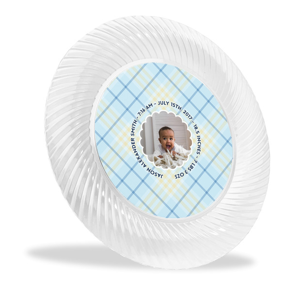 Custom Baby Boy Photo Plastic Party Dinner Plates - 10"