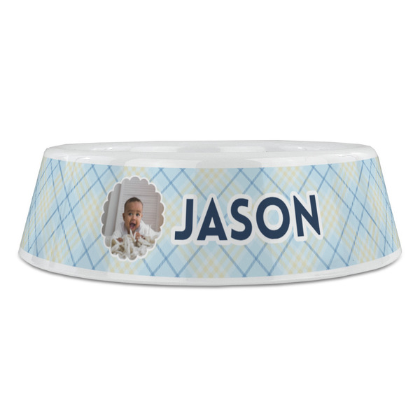 Baby Boy Photo Plastic Pet Bowls - Large - FRONT
