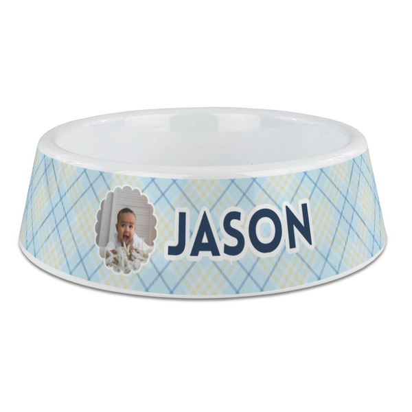 Custom Baby Boy Photo Plastic Dog Bowl - Large