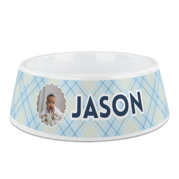 Custom Baby Boy Photo Plastic Dog Bowl - Medium