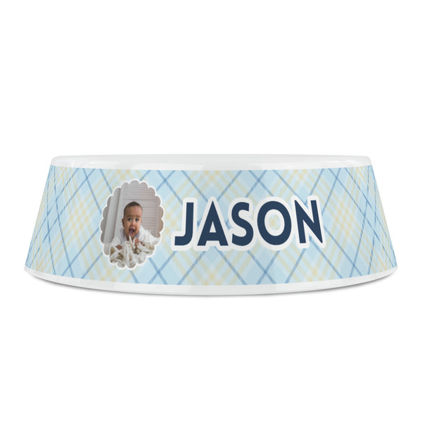Baby Boy Photo Plastic Pet Bowls - Small - FRONT