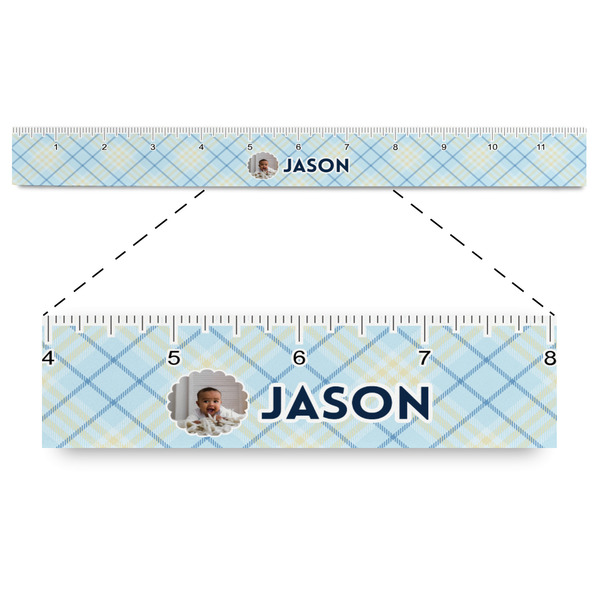 Custom Baby Boy Photo Plastic Ruler - 12"