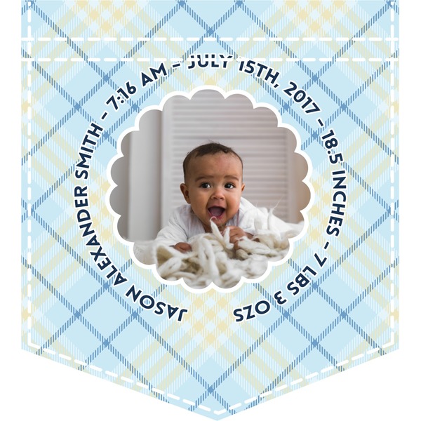 Custom Baby Boy Photo Iron On Faux Pocket (Personalized)