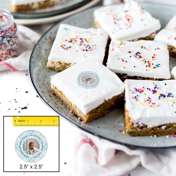 Baby Boy Photo Printed Icing Circle - Medium - In Context