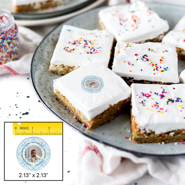 Baby Boy Photo Printed Icing Circle - Small - In Context