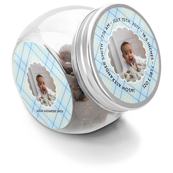 Custom Baby Boy Photo Puppy Treat Jar (Personalized)
