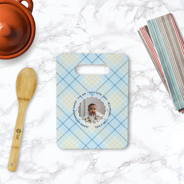 Baby Boy Photo Rectangle Trivet with Handle - LIFESTYLE