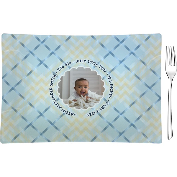 Custom Baby Boy Photo Glass Rectangular Appetizer / Dessert Plate (Personalized)