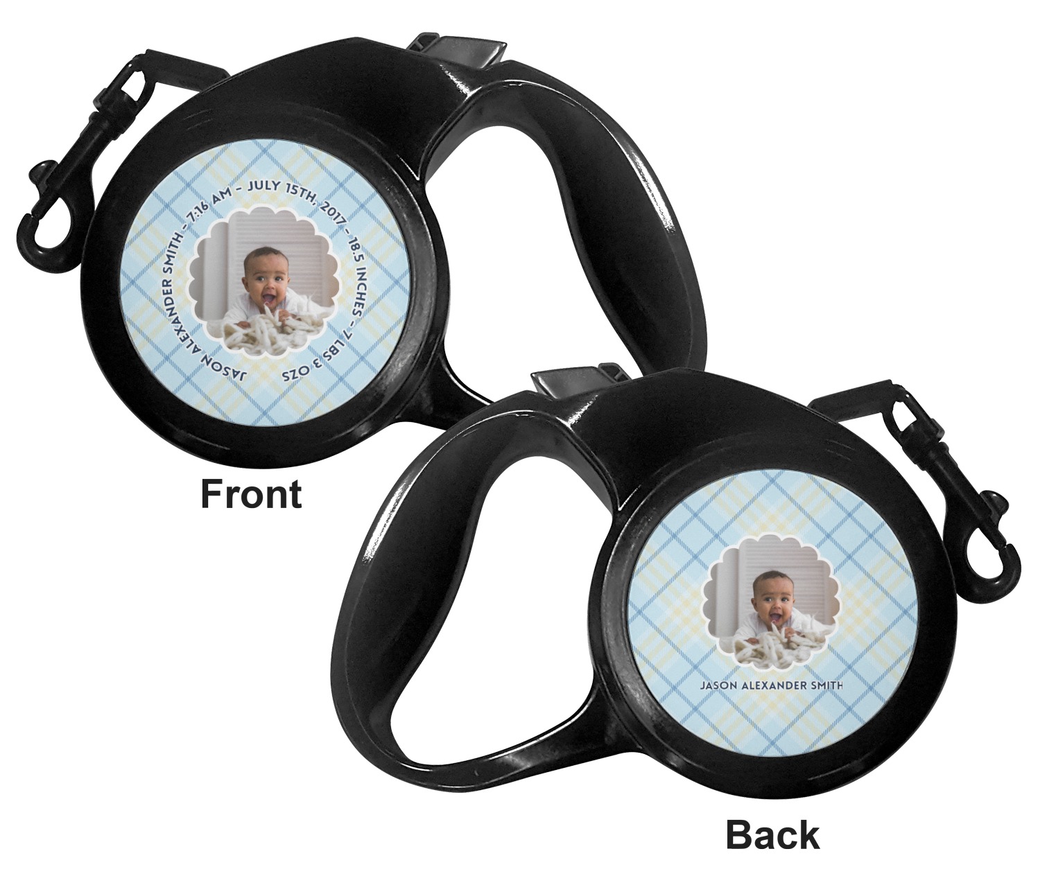 Custom Baby Boy Photo Retractable Dog Leash Medium (Personalized