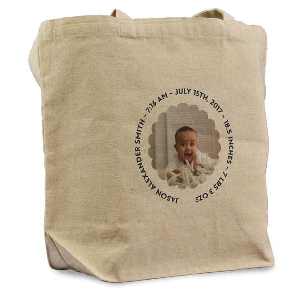 Custom Baby Boy Photo Reusable Cotton Grocery Bag - Single