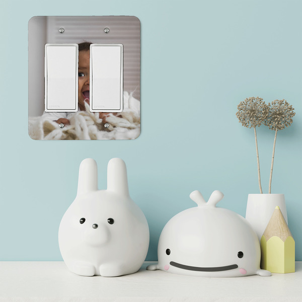 Baby Boy Photo Rocker Light Switch Covers - Double - IN CONTEXT