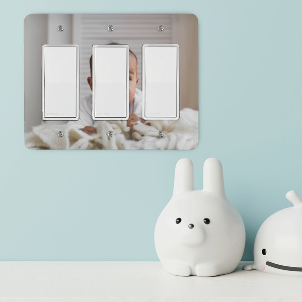 Baby Boy Photo Rocker Light Switch Covers - Triple - IN CONTEXT