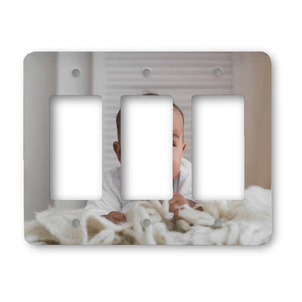 Custom Baby Boy Photo Rocker Style Light Switch Cover - Three Switch