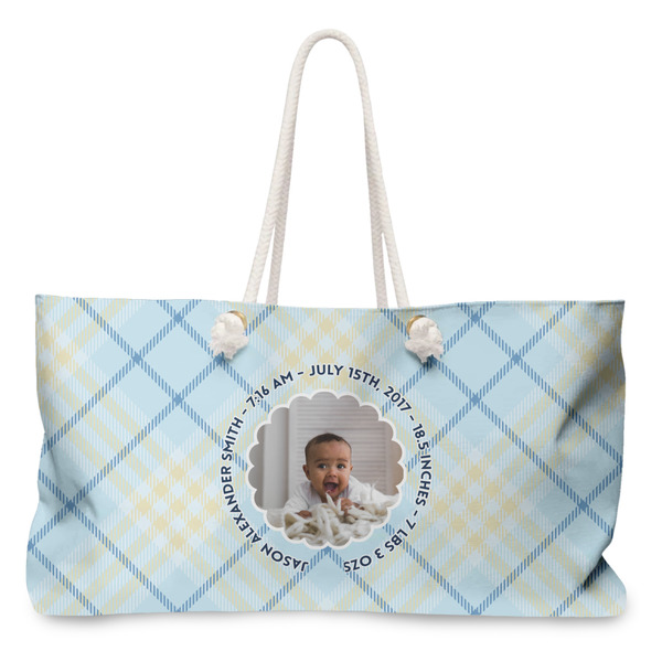 Custom Baby Boy Photo Large Tote Bag with Rope Handles