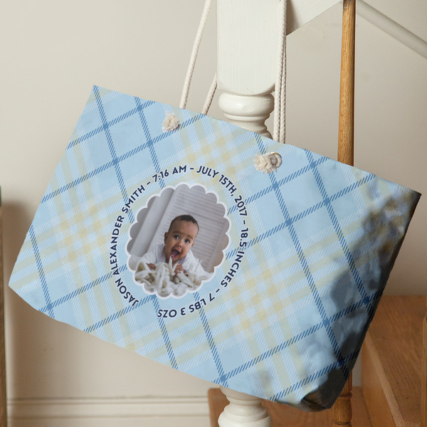 Baby Boy Photo Large Rope Tote - Life Style