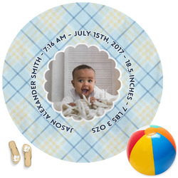 Baby Boy Photo Round Beach Towel (Personalized)
