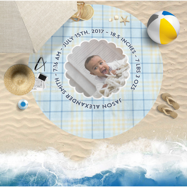 Baby Boy Photo Round Beach Towel Lifestyle
