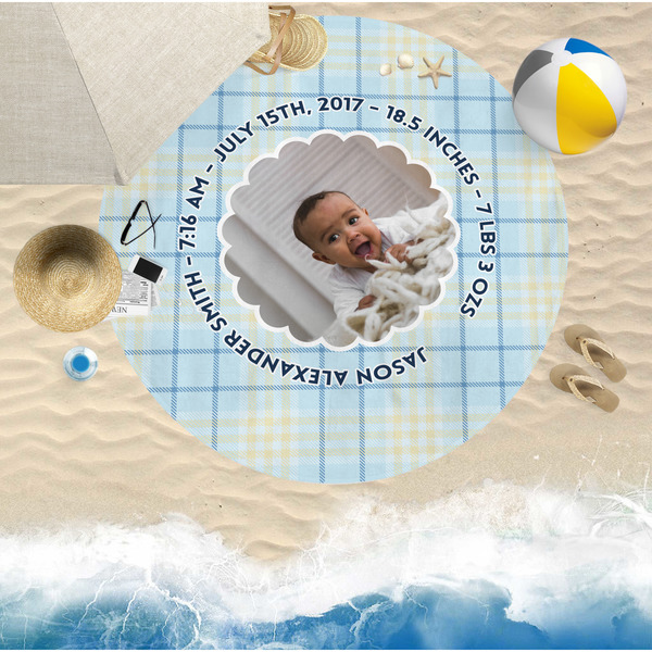 Baby Boy Photo Round Beach Towel Lifestyle