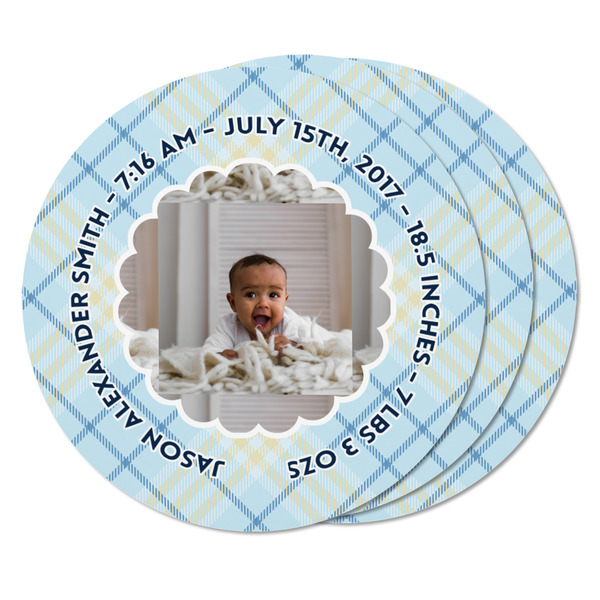 Baby Boy Photo Round Fridge Magnet - THREE