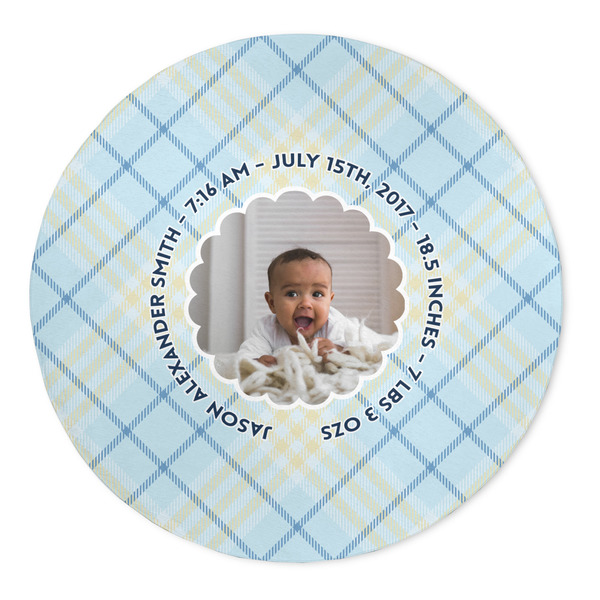 Custom Baby Boy Photo 5' Round Indoor Area Rug