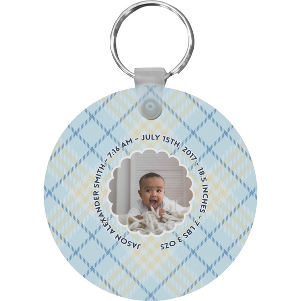 Custom Baby Boy Photo Round Plastic Keychain