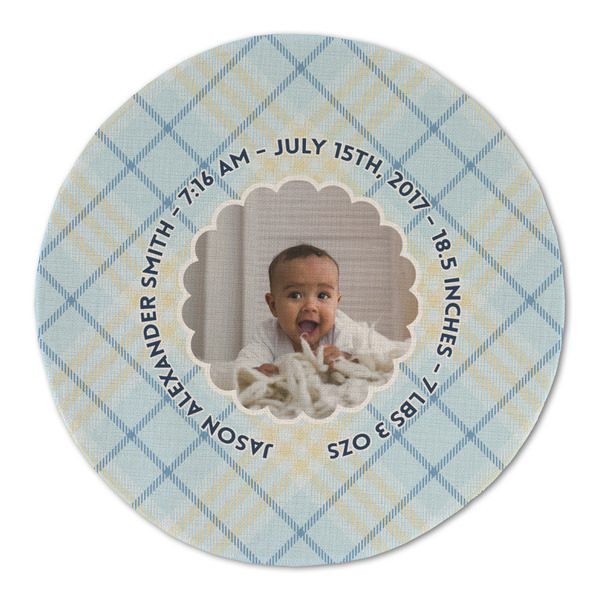 Custom Baby Boy Photo Round Linen Placemat