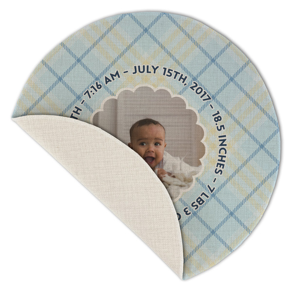 Baby Boy Photo Round Linen Placemats - Front (folded corner single sided)