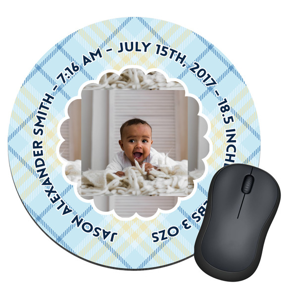Custom Baby Boy Photo Round Mouse Pad (Personalized)