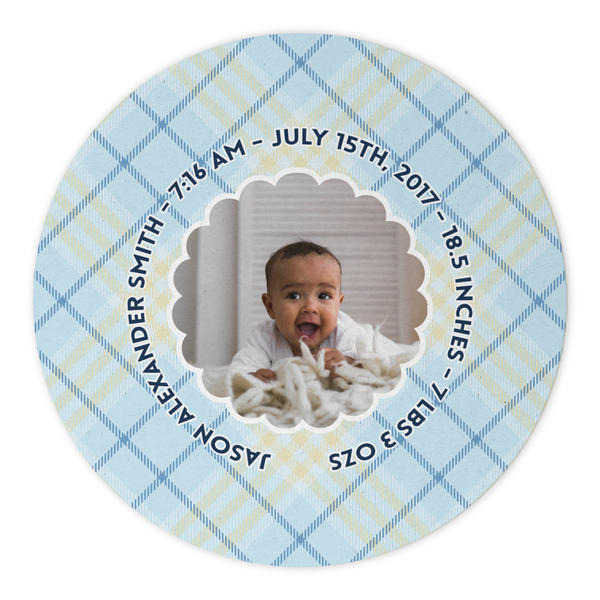 Baby Boy Photo Round Paper Coaster - Approval