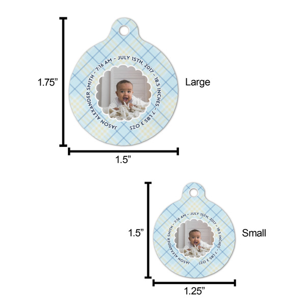 Baby Boy Photo Round Pet ID Tag - Large - Comparison Scale