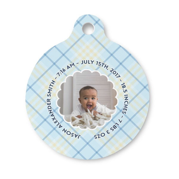 Custom Baby Boy Photo Round Pet ID Tag - Small