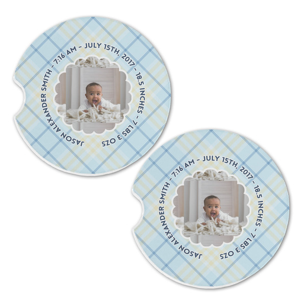 Baby Boy Photo Sandstone Car Coasters - Set of 2