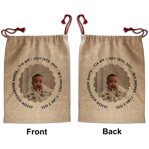 Custom Baby Boy Photo Santa Sack - Front & Back