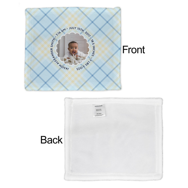 Baby Boy Photo Security Blanket - Front & White Back View