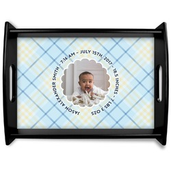 Baby Boy Photo Black Wooden Tray - Large (Personalized)