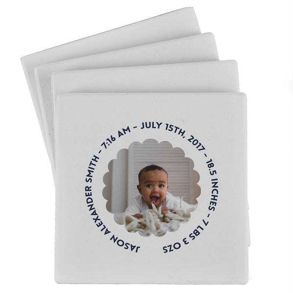 Custom Baby Boy Photo Absorbent Stone Coasters - Set of 4