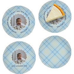 Baby Boy Photo Set of 4 Glass Appetizer / Dessert Plate 8" (Personalized)