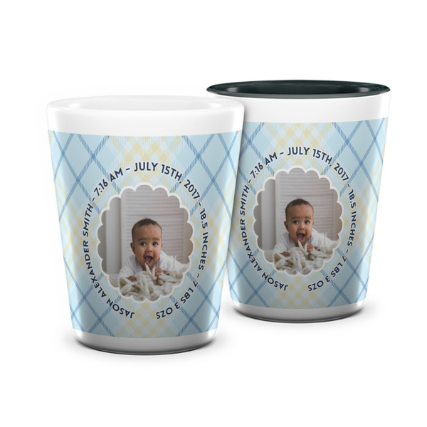 Custom Baby Boy Photo Ceramic Shot Glass - 1.5 oz