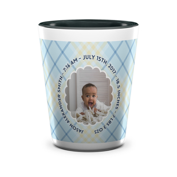 Custom Baby Boy Photo Ceramic Shot Glass - 1.5 oz - Two Tone - Set of 4