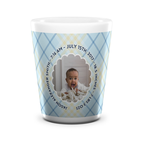 Custom Baby Boy Photo Ceramic Shot Glass - 1.5 oz - White - Set of 4