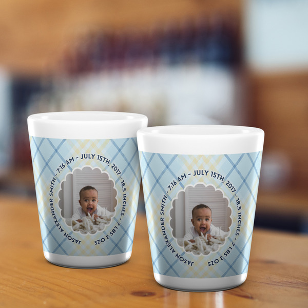 Baby Boy Photo Shot Glass - White - LIFESTYLE