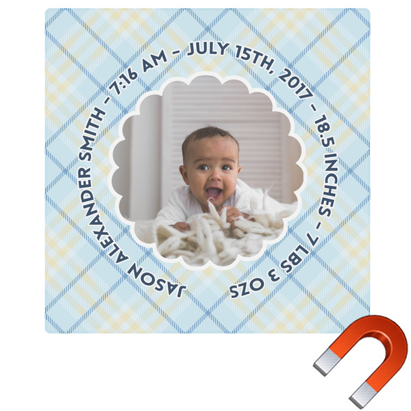 Custom Baby Boy Photo Square Car Magnet - 10" (Personalized)