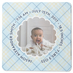 Baby Boy Photo Square Rubber Backed Coaster (Personalized)