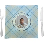 Baby Boy Photo 9.5" Glass Square Lunch / Dinner Plate- Single or Set of 4 (Personalized)