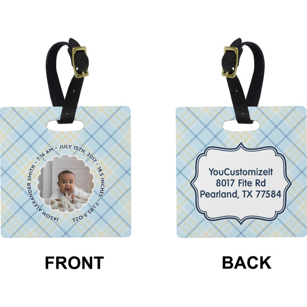 Baby Boy Photo Square Luggage Tag (Front + Back)