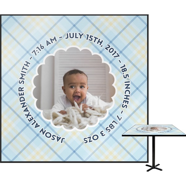 Custom Baby Boy Photo Square Table Top (Personalized)