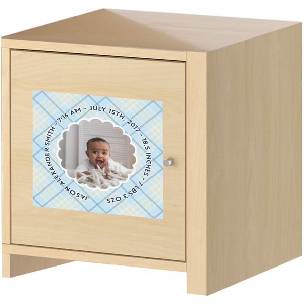 Baby Boy Photo Square Wall Decal on Wooden Cabinet