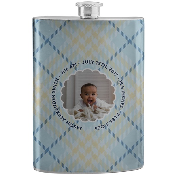 Custom Baby Boy Photo Stainless Steel Flask (Personalized)
